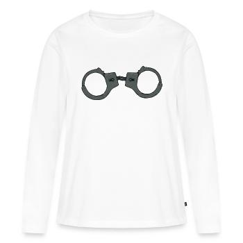 menotte bracelet police menotter menote 1309 A - T-shirt manches longues Premium bio Femme - blanc - Devant - Julia (174cm)