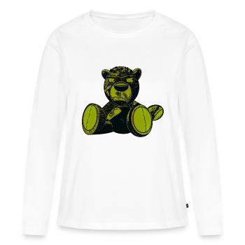 Creepy Teddy Green - Frauen Premium Bio Langarmshirt - Weiß - Vorne - Julia (174cm)