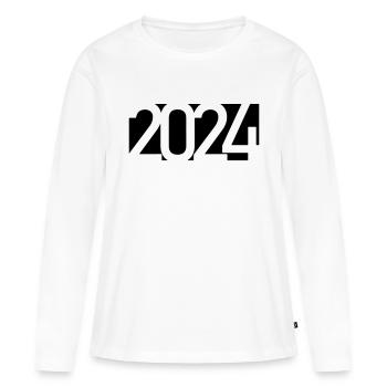 2024 Jahreszahl Datum Zahl Anno Kalenderjahr - Frauen Premium Bio Langarmshirt - Weiß - Vorne - Julia (174cm)