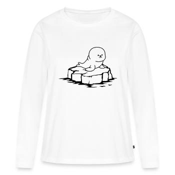 Phoque banquise - T-shirt manches longues Premium bio Femme - blanc - Devant - Julia (174cm)