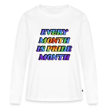 Chaque mois est le mois de la fierté - T-shirt manches longues Premium bio Femme - blanc - Devant - Julia (174cm)