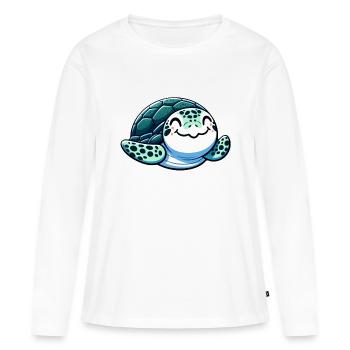 Charmante tortue de mer - T-shirt manches longues Premium bio Femme - blanc - Devant - Julia (174cm)