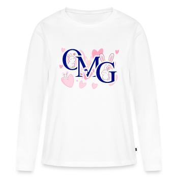 Omg rose - T-shirt manches longues Premium bio Femme - blanc - Devant - Julia (174cm)