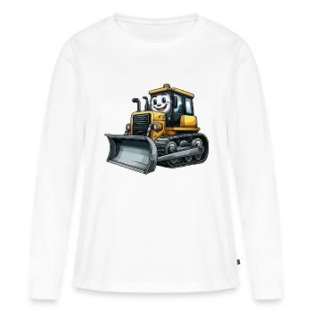 Bulldozer junior - T-shirt manches longues Premium bio Femme - blanc - Devant - Julia (174cm)