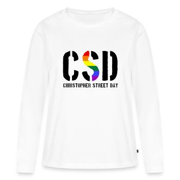 CSD - Christopher Street Day - Gay - Lesbienne - T-shirt manches longues Premium bio Femme - blanc - Devant - Julia (174cm)