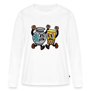 bembel geripptes - Frauen Premium Bio Langarmshirt - Weiß - Vorne - Julia (174cm)