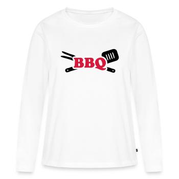 BBQ - T-shirt manches longues Premium bio Femme - blanc - Devant - Julia (174cm)