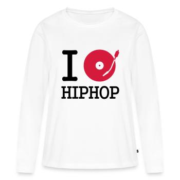 i dj / play / listen to hiphop - T-shirt manches longues Premium bio Femme - blanc - Devant - Julia (174cm)