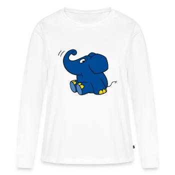 Der Elefant - sitzend - Frauen Premium Bio Langarmshirt - Weiß - Vorne - Julia (174cm)