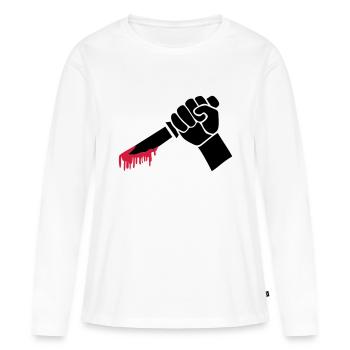 blutiges Messer - Frauen Premium Bio Langarmshirt - Weiß - Vorne - Julia (174cm)