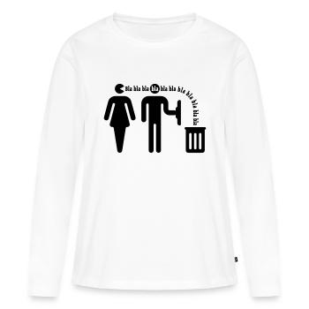 Bla bla bla / Frauenversteher - T-shirt manches longues Premium bio Femme - blanc - Devant - Julia (174cm)