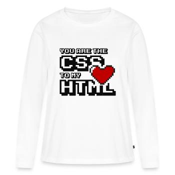 Vous êtes le css à mon html - T-shirt manches longues Premium bio Femme - blanc - Devant - Julia (174cm)
