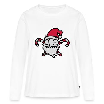 Weihnachtsmann Zuckerstange 3 - Frauen Premium Bio Langarmshirt - Weiß - Vorne - Julia (174cm)