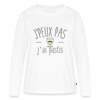 Je peux pas j'ai pastis - T-shirt manches longues Premium bio Femme - blanc - Devant - Julia (174cm)