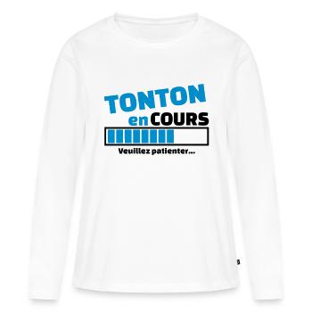 tonton en cours - T-shirt manches longues Premium bio Femme - blanc - Devant - Julia (174cm)