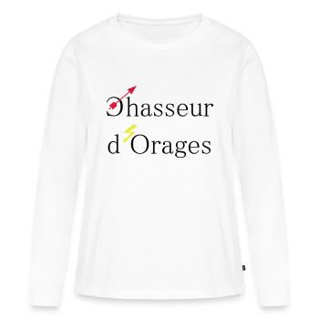 chasseur d'orages - T-shirt manches longues Premium bio Femme - blanc - Devant - Julia (174cm)