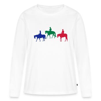 Westernreiter - Frauen Premium Bio Langarmshirt - Weiß - Vorne - Julia (174cm)