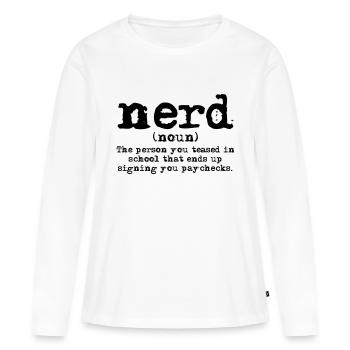 Définition de nerd - T-shirt manches longues Premium bio Femme - blanc - Devant - Julia (174cm)