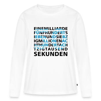 50 ans dans 2 secondes - T-shirt manches longues Premium bio Femme - blanc - Devant - Julia (174cm)