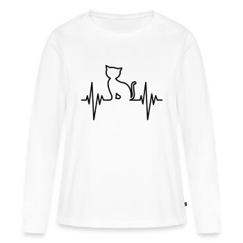 Cat Pulse - Frauen Premium Bio Langarmshirt - Weiß - Vorne - Julia (174cm)