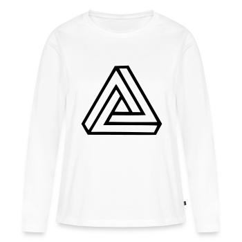 Triangle Illusion - T-shirt manches longues Premium bio Femme - blanc - Devant - Julia (174cm)
