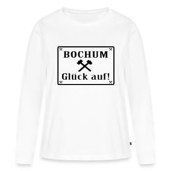 Bonne chance! Bochum - T-shirt manches longues Premium bio Femme - blanc - Devant - Julia (174cm)
