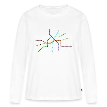 Réseau de lignes / horaires / tram - T-shirt manches longues Premium bio Femme - blanc - Devant - Julia (174cm)