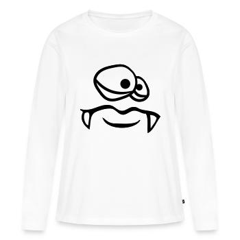 gesicht kopf monster lustig boese gefaehrlich clip - Frauen Premium Bio Langarmshirt - Weiß - Vorne - Julia (174cm)