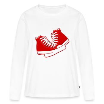 chaussures old school - T-shirt manches longues Premium bio Femme - blanc - Devant - Julia (174cm)