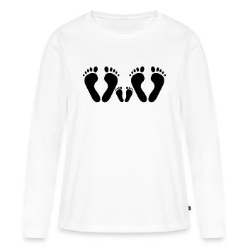 pieds de la famille - pieds de bébé pieds de bébé - T-shirt manches longues Premium bio Femme - blanc - Devant - Julia (174cm)