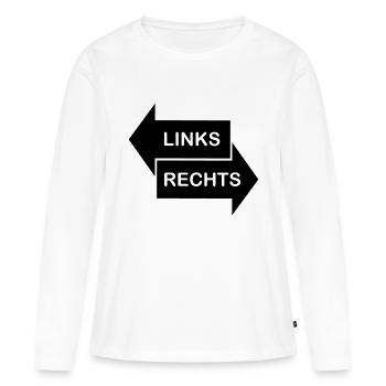 Links - Rechts - Frauen Premium Bio Langarmshirt - Weiß - Vorne - Julia (174cm)