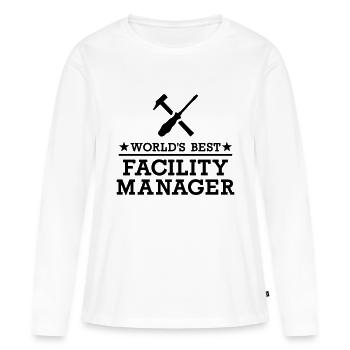 Facility Manager - T-shirt manches longues Premium bio Femme - blanc - Devant - Julia (174cm)