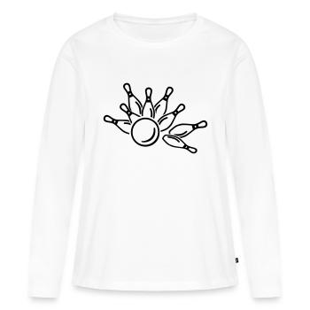 Jeu de quilles - T-shirt manches longues Premium bio Femme - blanc - Devant - Julia (174cm)