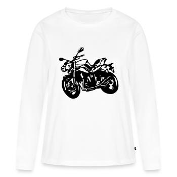 Vélo nu moto Streetfighter - T-shirt manches longues Premium bio Femme - blanc - Devant - Julia (174cm)
