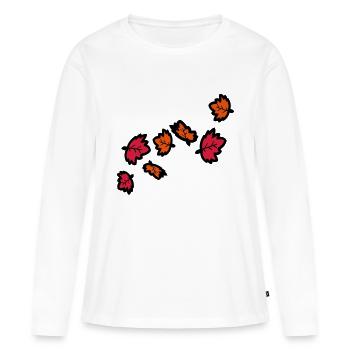 Feuilles d'érable automne - T-shirt manches longues Premium bio Femme - blanc - Devant - Julia (174cm)