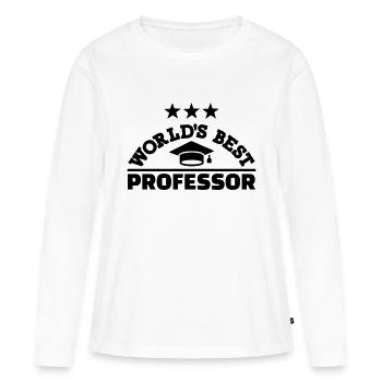 Professor - Frauen Premium Bio Langarmshirt - Weiß - Vorne - Julia (174cm)