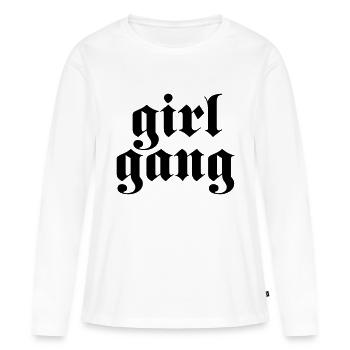 Girl Gang - T-shirt manches longues Premium bio Femme - blanc - Devant - Julia (174cm)
