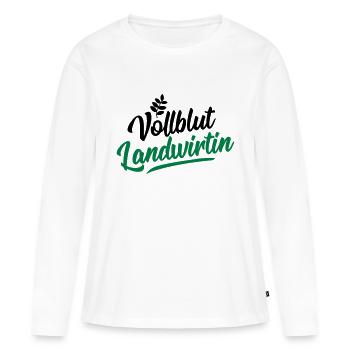 landwirtin vollblut design - Frauen Premium Bio Langarmshirt - Weiß - Vorne - Julia (174cm)