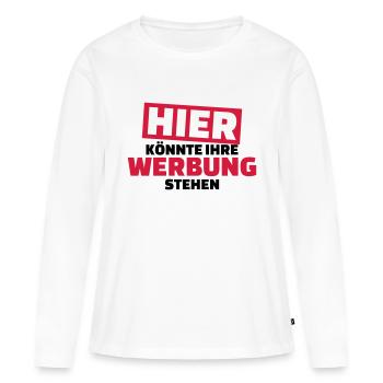 Werbung - Frauen Premium Bio Langarmshirt - Weiß - Vorne - Julia (174cm)