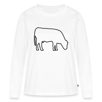 vache - T-shirt manches longues Premium bio Femme - blanc - Devant - Julia (174cm)