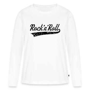 Rock 'n' Roll, Rock And Roll, Rock & Roll, Vintage - T-shirt manches longues Premium bio Femme - blanc - Devant - Julia (174cm)
