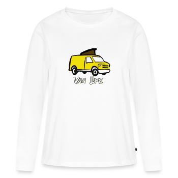 Van life / Nomadlife VANLIFER NOMADS - T-shirt manches longues Premium bio Femme - blanc - Devant - Julia (174cm)