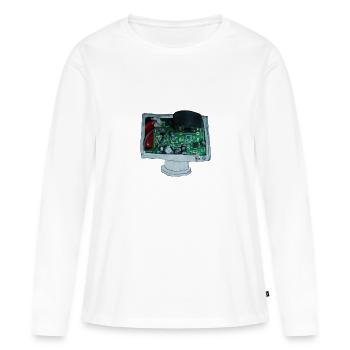 L'électronique sort de la télévision - T-shirt manches longues Premium bio Femme - blanc - Devant - Julia (174cm)