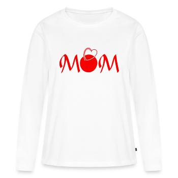 Maman, fête des mères, anniversaire des mères - T-shirt manches longues Premium bio Femme - blanc - Devant - Julia (174cm)
