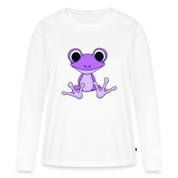 frosch mit riesigen augen,frosch,auge - Frauen Premium Bio Langarmshirt - Weiß - Vorne - Julia (174cm)