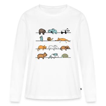 Lustige Faule Tiere schlafen - Frauen Premium Bio Langarmshirt - Weiß - Vorne - Julia (174cm)