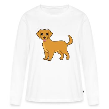 Golden Retriever - T-shirt manches longues Premium bio Femme - blanc - Devant - Julia (174cm)