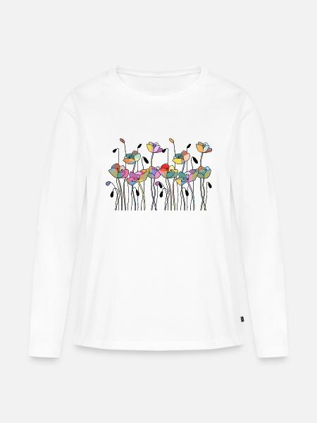 Blumen - Frauen Premium Bio Langarmshirt - Weiß