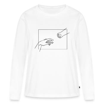 Cat Mom Heart La création d’Adam Funny - T-shirt manches longues Premium bio Femme - blanc - Devant - Julia (174cm)