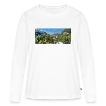 Geiranger panorama Storseterfossen Norwegen - Frauen Premium Bio Langarmshirt - Weiß - Vorne - Julia (174cm)